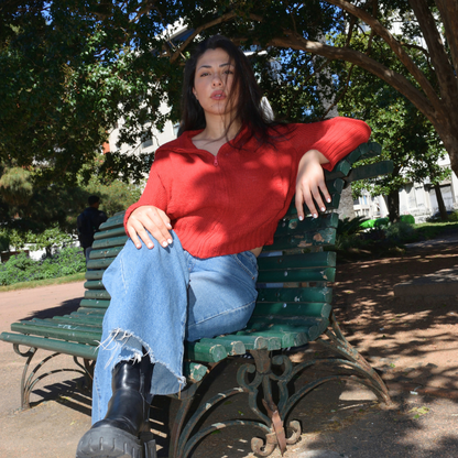 Campera Tejida Teo Rojo