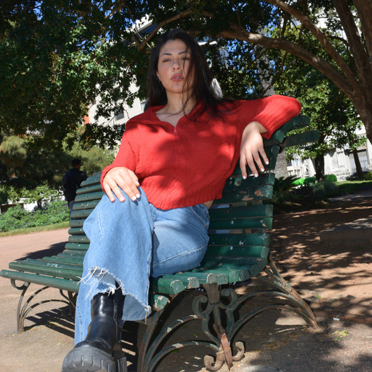 Campera Tejida Teo Rojo